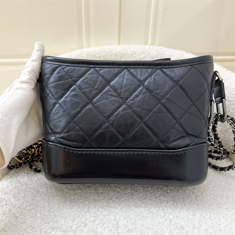 Chanel Small Gabrielle Hobo in Black Distressed Calfskin and 3 tone HW