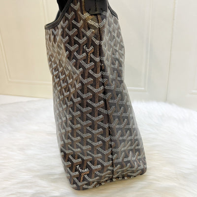 [Local Set - Apr 2025] Goyard Boheme PM Hobo Bag in Black Signature Goyardine Canvas with Red / White Striped Stamp (Premarquage Bandes) on the Small Pouch