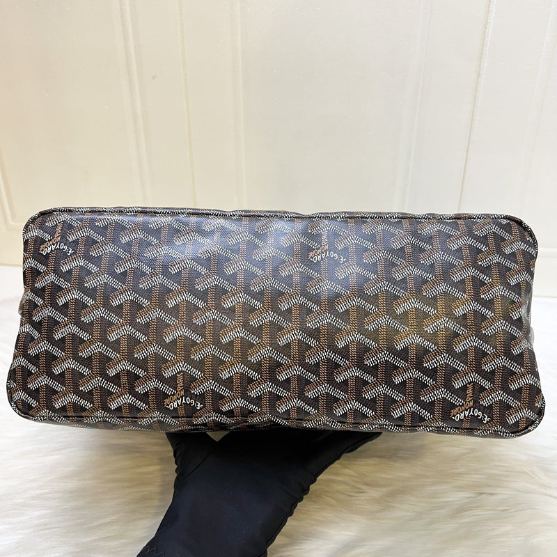[Local Set - Apr 2025] Goyard Boheme PM Hobo Bag in Black Signature Goyardine Canvas with Red / White Striped Stamp (Premarquage Bandes) on the Small Pouch