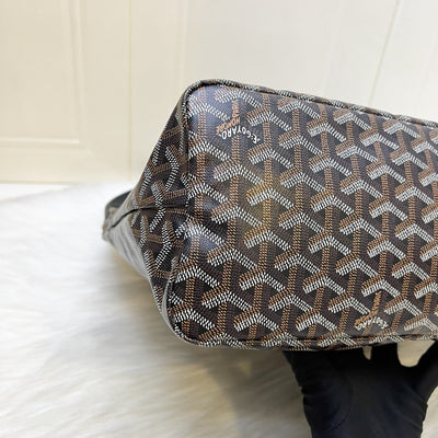 [Local Set - Apr 2025] Goyard Boheme PM Hobo Bag in Black Signature Goyardine Canvas with Red / White Striped Stamp (Premarquage Bandes) on the Small Pouch