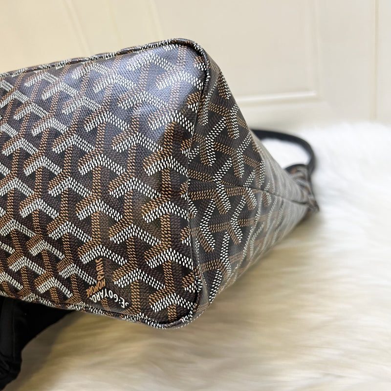 [Local Set - Apr 2025] Goyard Boheme PM Hobo Bag in Black Signature Goyardine Canvas with Red / White Striped Stamp (Premarquage Bandes) on the Small Pouch