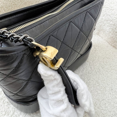 Chanel Small Gabrielle Hobo in Black Distressed Calfskin and 3 tone HW