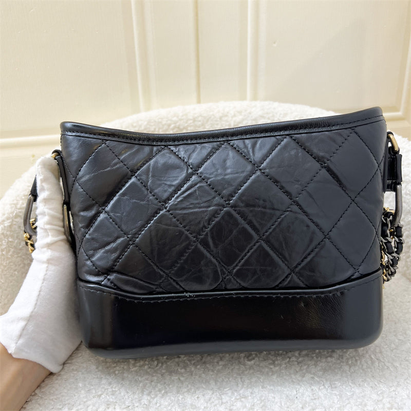 Chanel Small Gabrielle Hobo in Black Distressed Calfskin and 3 tone HW