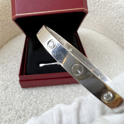 Cartier Love Bracelet in 18K White Gold with 4 Diamonds in Sz 17
