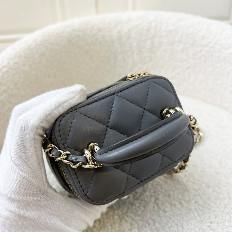 Chanel Top Handle Mini Vanity in 22A Grey Lambskin LGHW