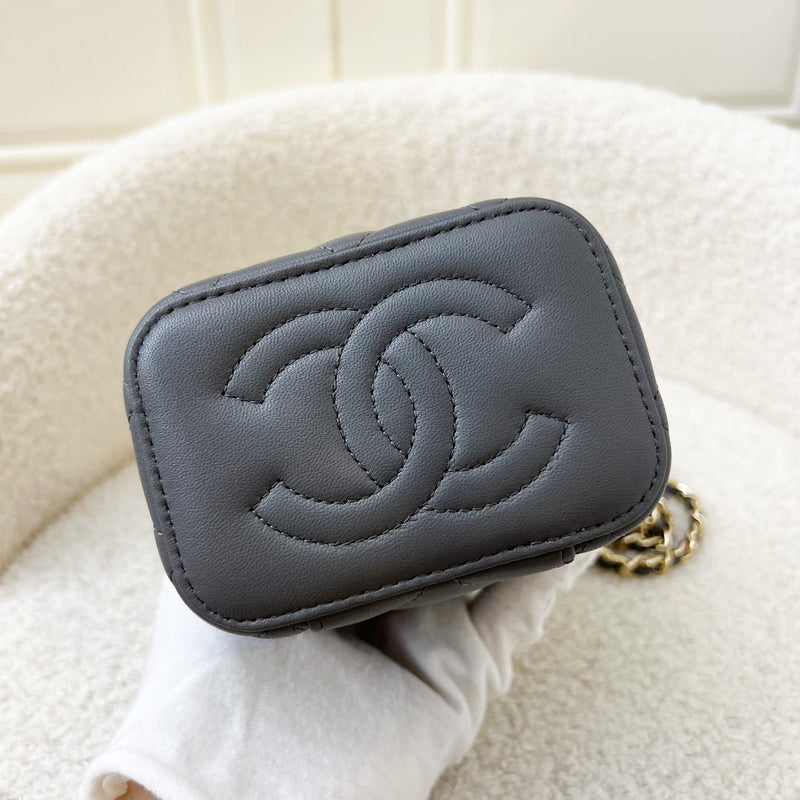 Chanel Top Handle Mini Vanity in 22A Grey Lambskin LGHW