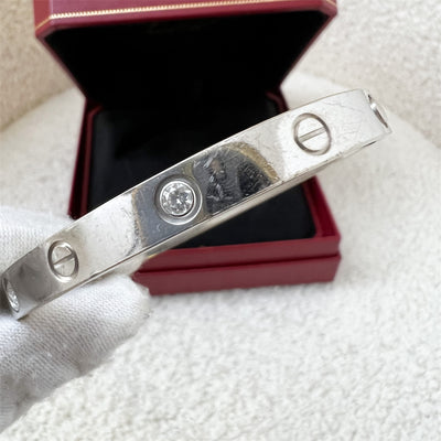 Cartier Love Bracelet in 18K White Gold with 4 Diamonds in Sz 17