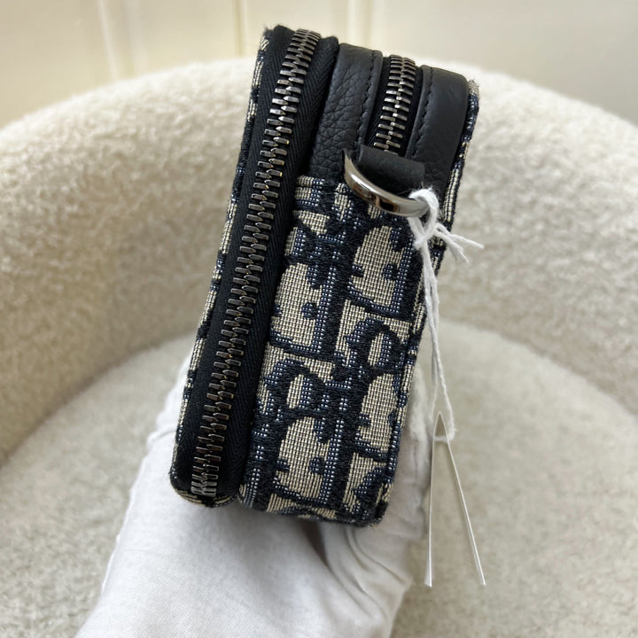 Dior Zipped Pouch with Strap in Oblique Canvas and Ruthenium