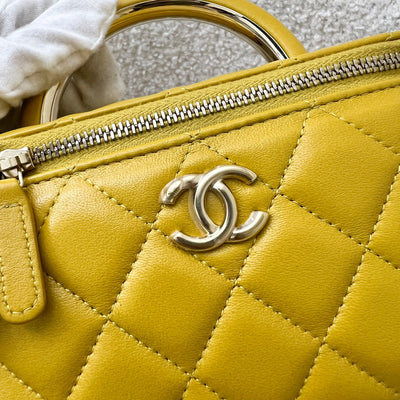 Chanel Small Vanity with Top Handle in Mustard Yellow Lambskin and LGHW (Model: AP2846)