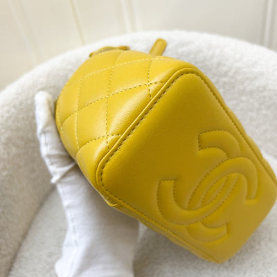 Chanel Small Vanity with Top Handle in Mustard Yellow Lambskin and LGHW (Model: AP2846)