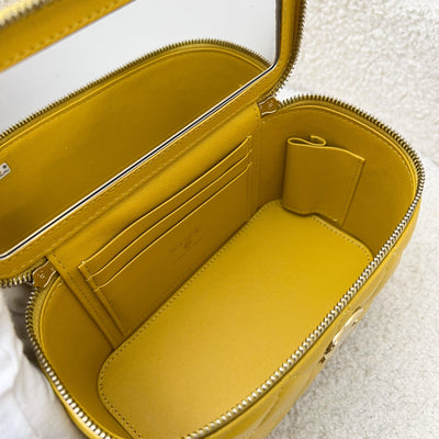 Chanel Small Vanity with Top Handle in Mustard Yellow Lambskin and LGHW (Model: AP2846)