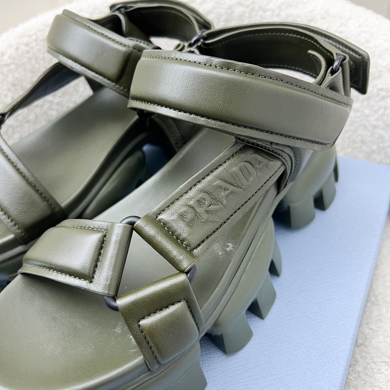 Prada Chunky Sandals in Nappa Leather with Velcro Fasteners Sz 37