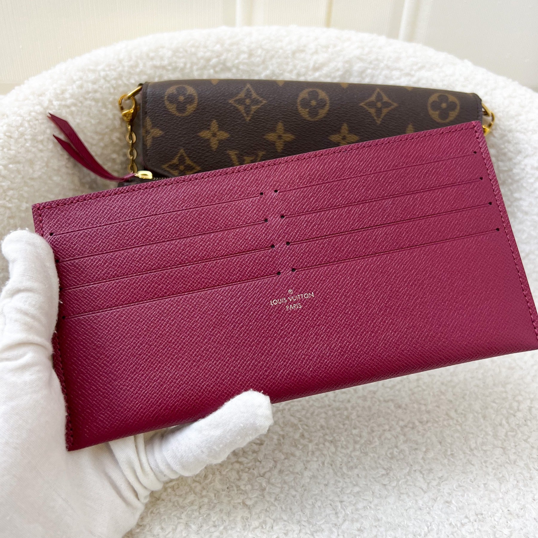 Louis Vuitton Fuchsia Felicie Po. Credit Cards Holder Wallet
