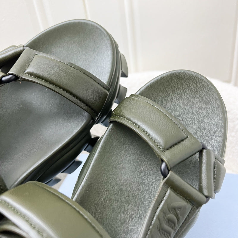 Prada Chunky Sandals in Nappa Leather with Velcro Fasteners Sz 37