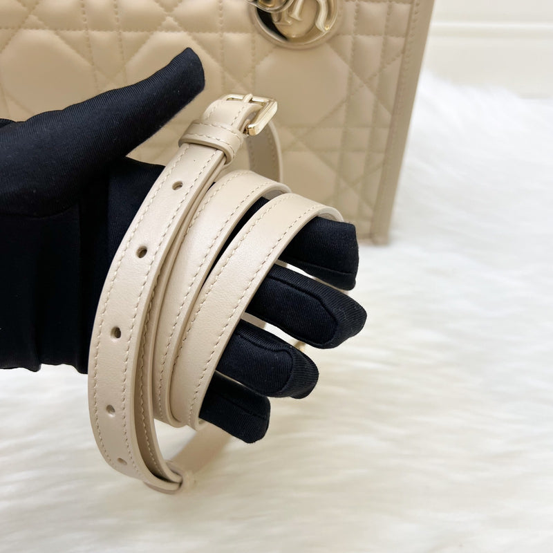 Dior Small Dior Book Tote in Powder Beige Macrocannage Calfskin and LGHW