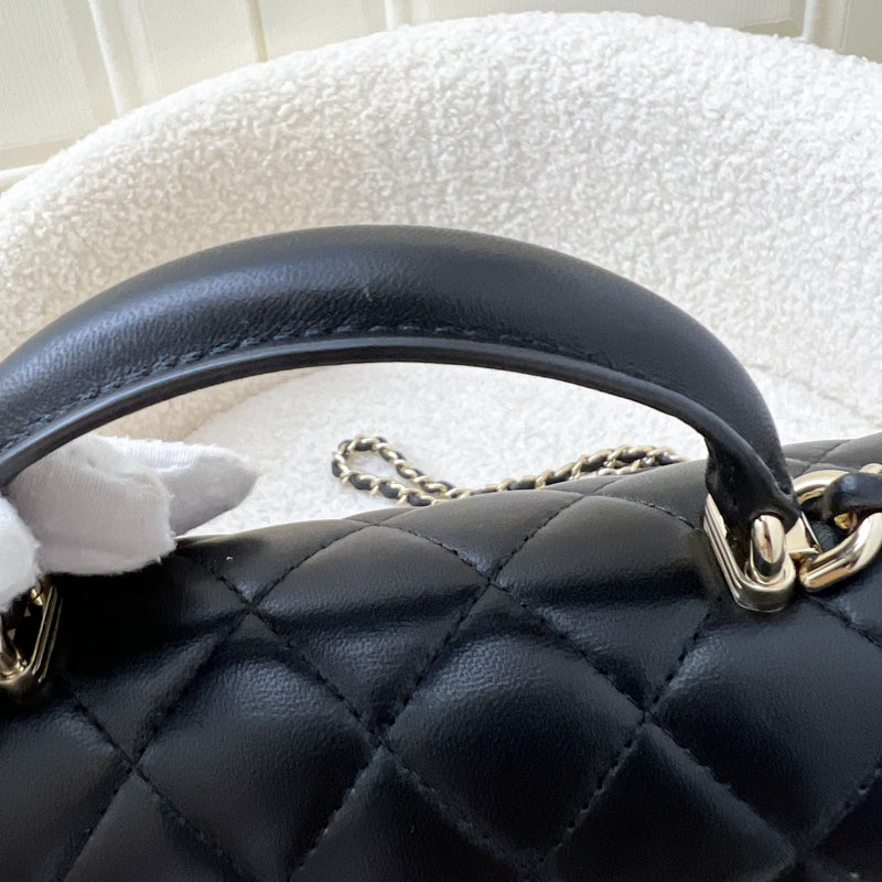 Chanel Top Handle Mini Rectangle Flap in Black Lambskin and LGHW