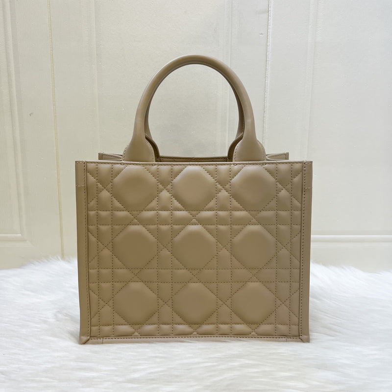 Dior Small Dior Book Tote in Powder Beige Macrocannage Calfskin and LGHW