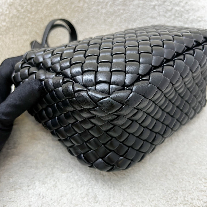 Bottega Veneta Small Cobble Top Handle Bag in Black Intreccio