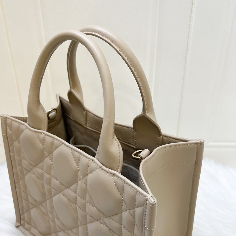 Dior Small Dior Book Tote in Powder Beige Macrocannage Calfskin and LGHW