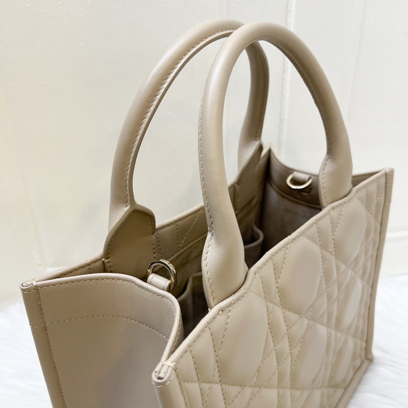 Dior Small Dior Book Tote in Powder Beige Macrocannage Calfskin and LGHW