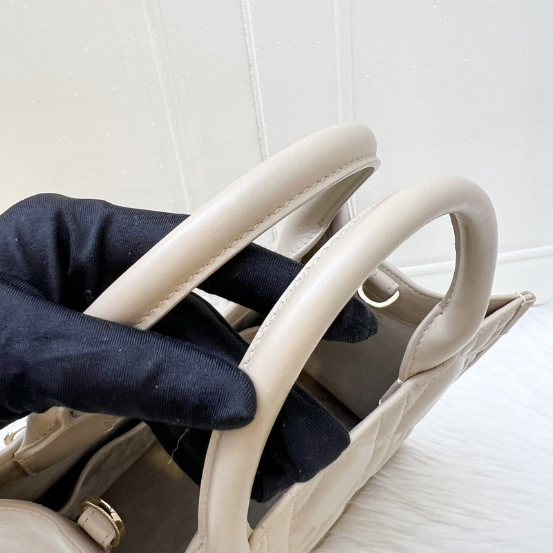 Dior Small Dior Book Tote in Powder Beige Macrocannage Calfskin and LGHW