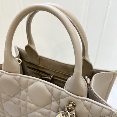 Dior Small Dior Book Tote in Powder Beige Macrocannage Calfskin and LGHW