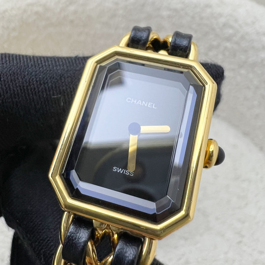 Chanel Vintage Premiere Watch in 24K Gold Plated HW and Black