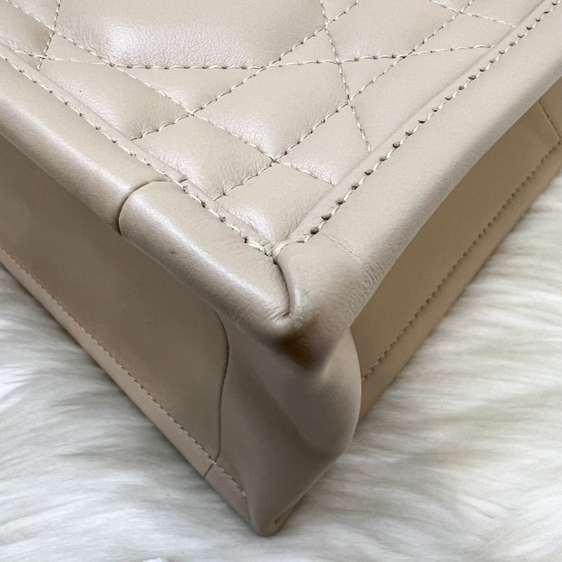 Dior Small Dior Book Tote in Powder Beige Macrocannage Calfskin and LGHW