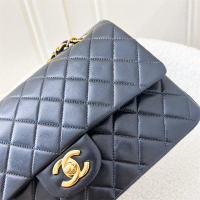 Chanel Vintage Medium Classic Flap CF in Black Lambskin 24K Plated GHW