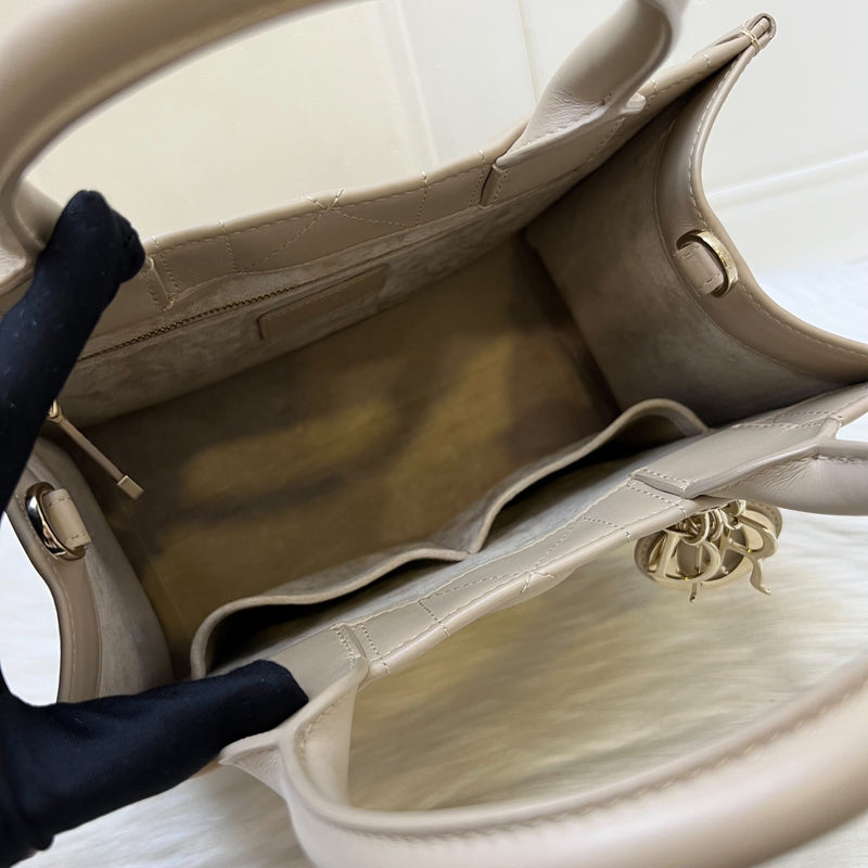 Dior Small Dior Book Tote in Powder Beige Macrocannage Calfskin and LGHW