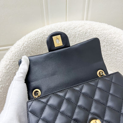 Chanel Classic Pearl Crush Mini Rectangle Flap in 23C Black Lambskin and AGHW