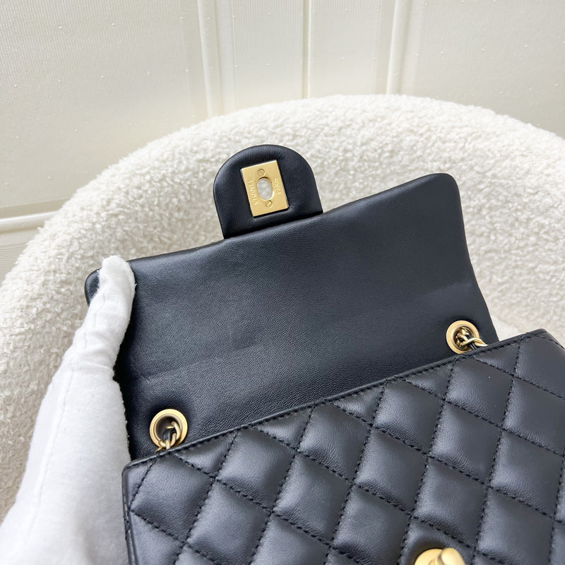 Chanel Classic Pearl Crush Mini Rectangle Flap in 23C Black Lambskin and AGHW