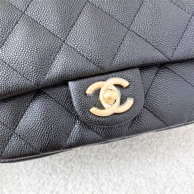 Chanel 23P Heart Adjustable Chain Small / Mini 20cm Flap Bag in Black Caviar AGHW