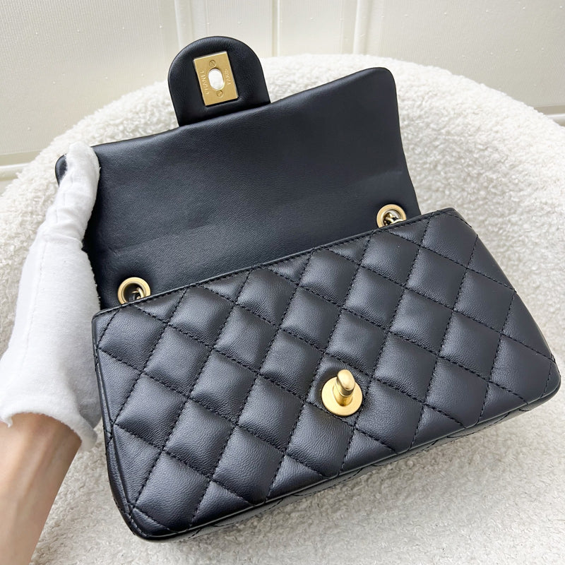 Chanel Classic Pearl Crush Mini Rectangle Flap in 23C Black Lambskin and AGHW