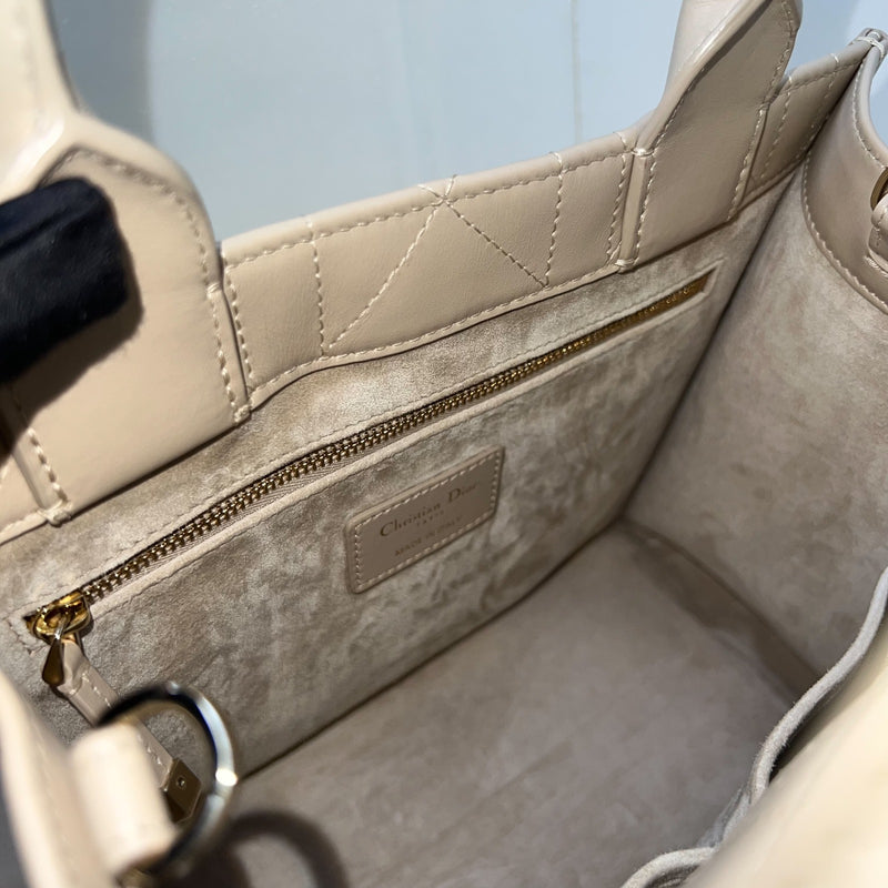 Dior Small Dior Book Tote in Powder Beige Macrocannage Calfskin and LGHW