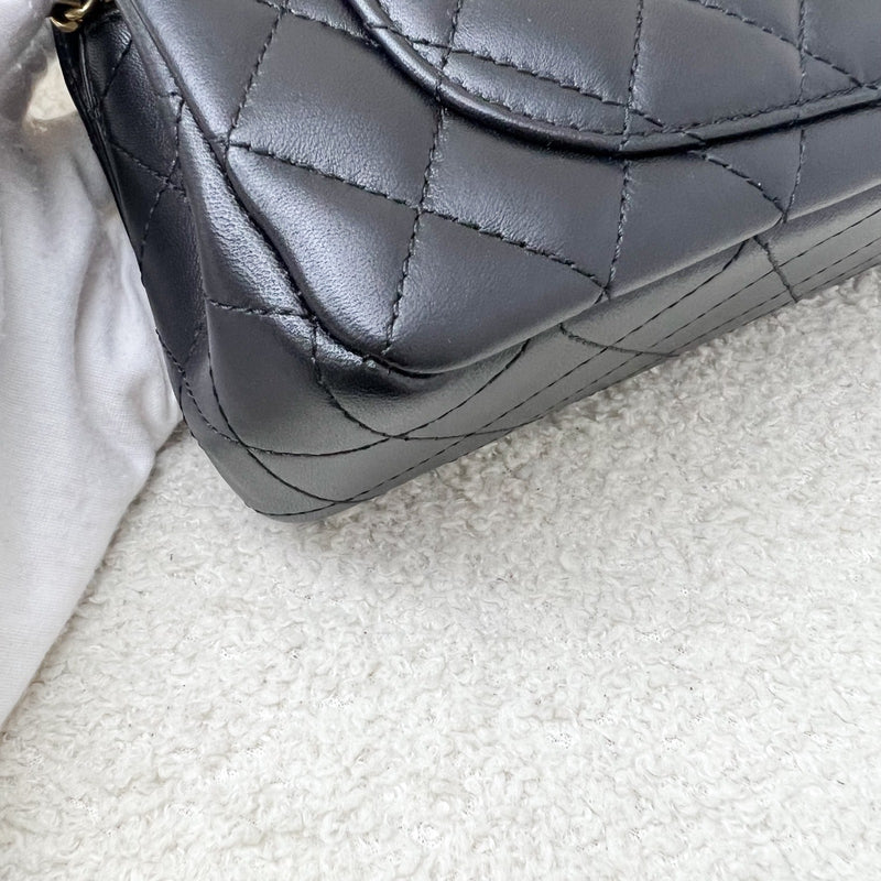 Chanel Classic Pearl Crush Mini Rectangle Flap in 23C Black Lambskin and AGHW