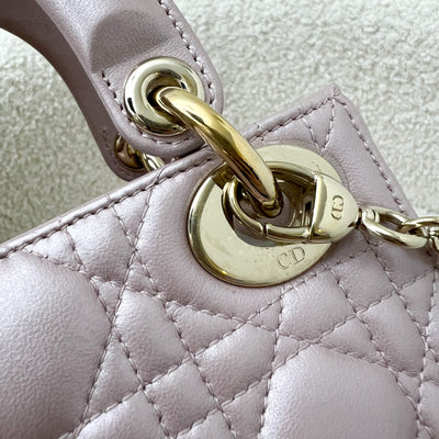 Dior Mini Lady Dior in Iridescent Pearly Pink Lambskin and LGHW