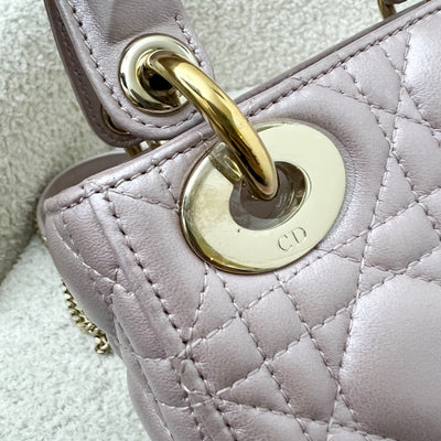 Dior Mini Lady Dior in Iridescent Pearly Pink Lambskin and LGHW