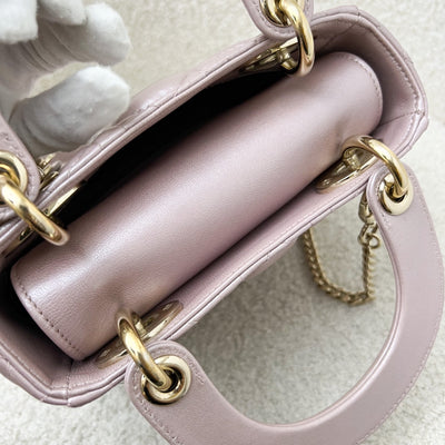 Dior Mini Lady Dior in Iridescent Pearly Pink Lambskin and LGHW