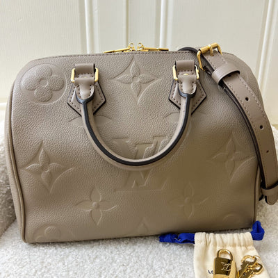 LV Speedy 25 Bandouliere in Tourterelle Giant Monogram Empreinte Leather GHW