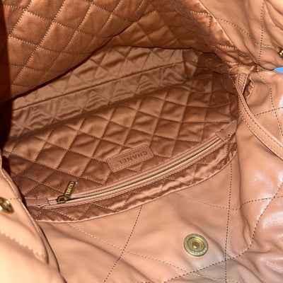 Chanel 22 Small Hobo Handbag in 23C Caramel Shiny Calfskin and AGHW