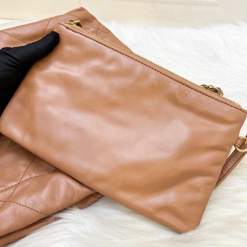 Chanel 22 Small Hobo Handbag in 23C Caramel Shiny Calfskin and AGHW