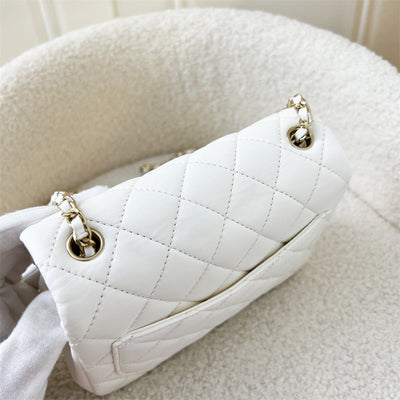 Chanel 23C Pearl Crush Mini Square Flap in White Lambskin LGHW