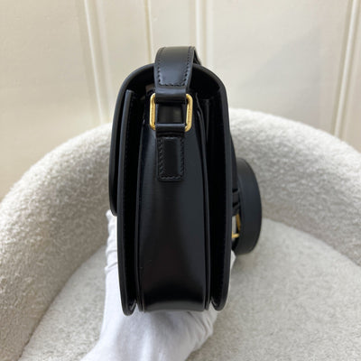 Celine Classique Triomphe Flap Bag in Noir Black Shiny Calfskin and GHW (Model: 187363BF4)