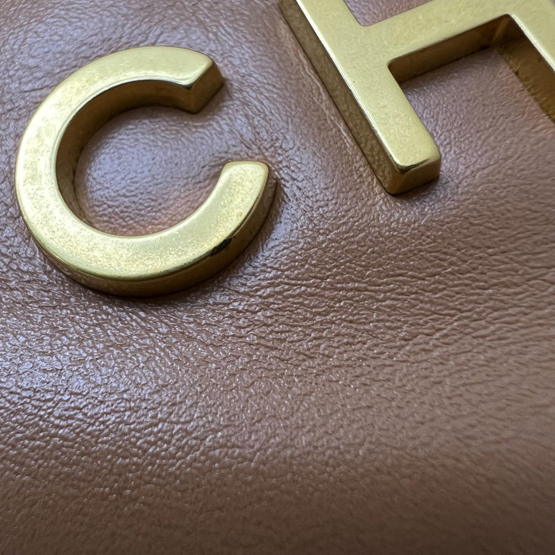 Chanel 22 Small Hobo Handbag in 23C Caramel Shiny Calfskin and AGHW