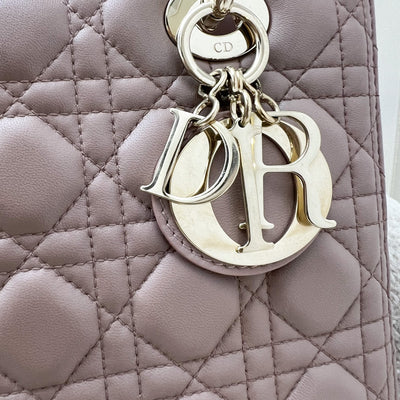 Dior Medium Lady Dior in Blush Pink Lambskin and LGHW (New Version with Adjustable Strap)