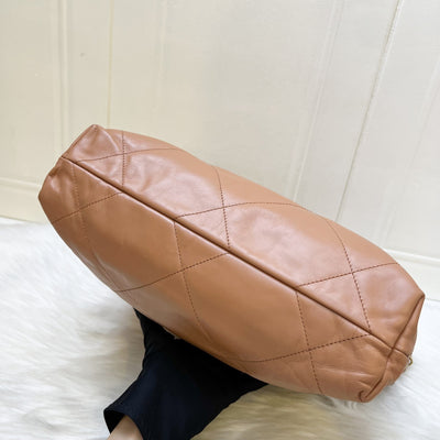Chanel 22 Small Hobo Handbag in 23C Caramel Shiny Calfskin and AGHW