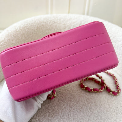 Chanel Classic Square Mini Flap in Chevron 19C Pink Lambskin LGHW