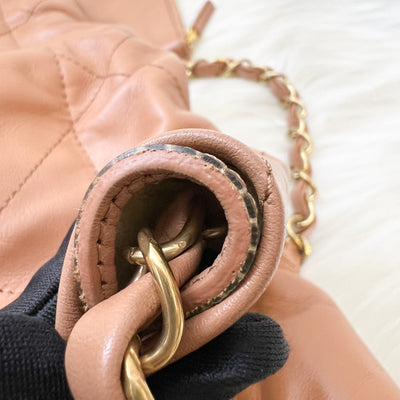 Chanel 22 Small Hobo Handbag in 23C Caramel Shiny Calfskin and AGHW