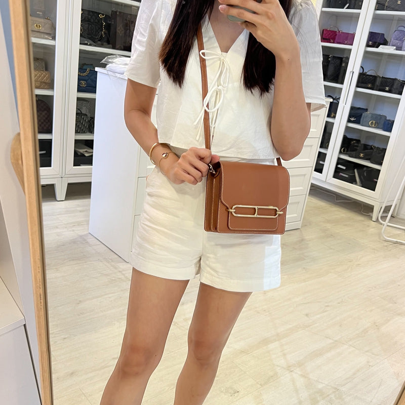 Hermes Mini Roulis 18 in Gold Evercolor Leather and GHW
